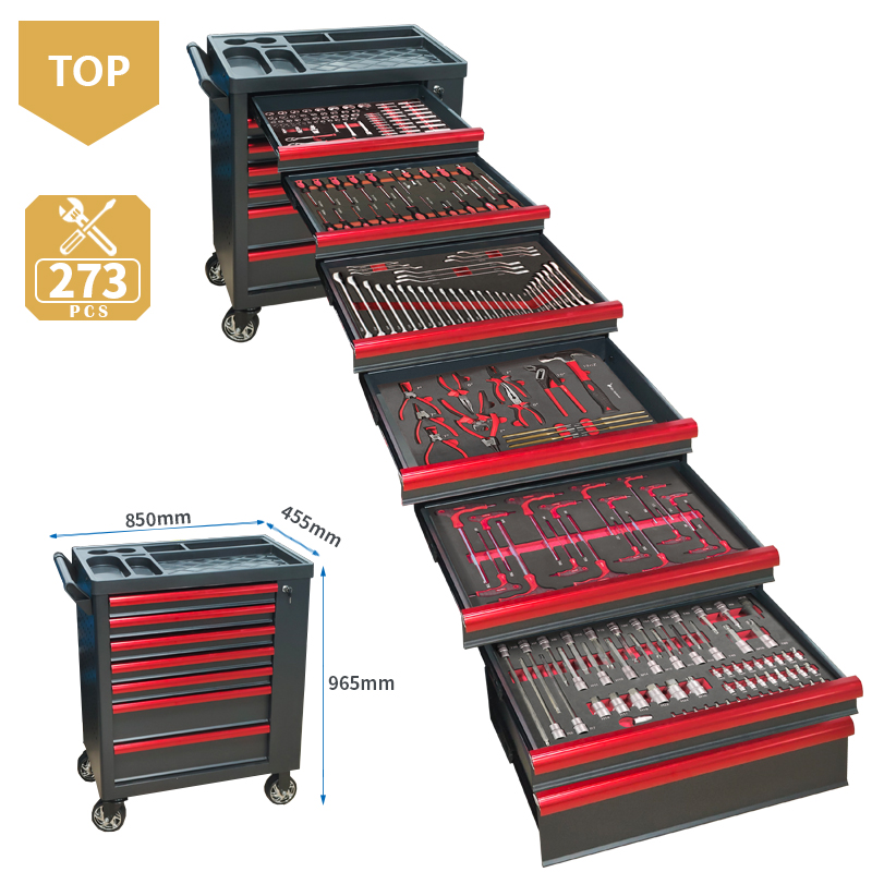 Workshop Tools Cabinet - 7-Schubladen-Werkzeugwagen mit 273-teiligem EVA-Schaumstoff-Werkzeugsatz, robuster Werkzeugschrank