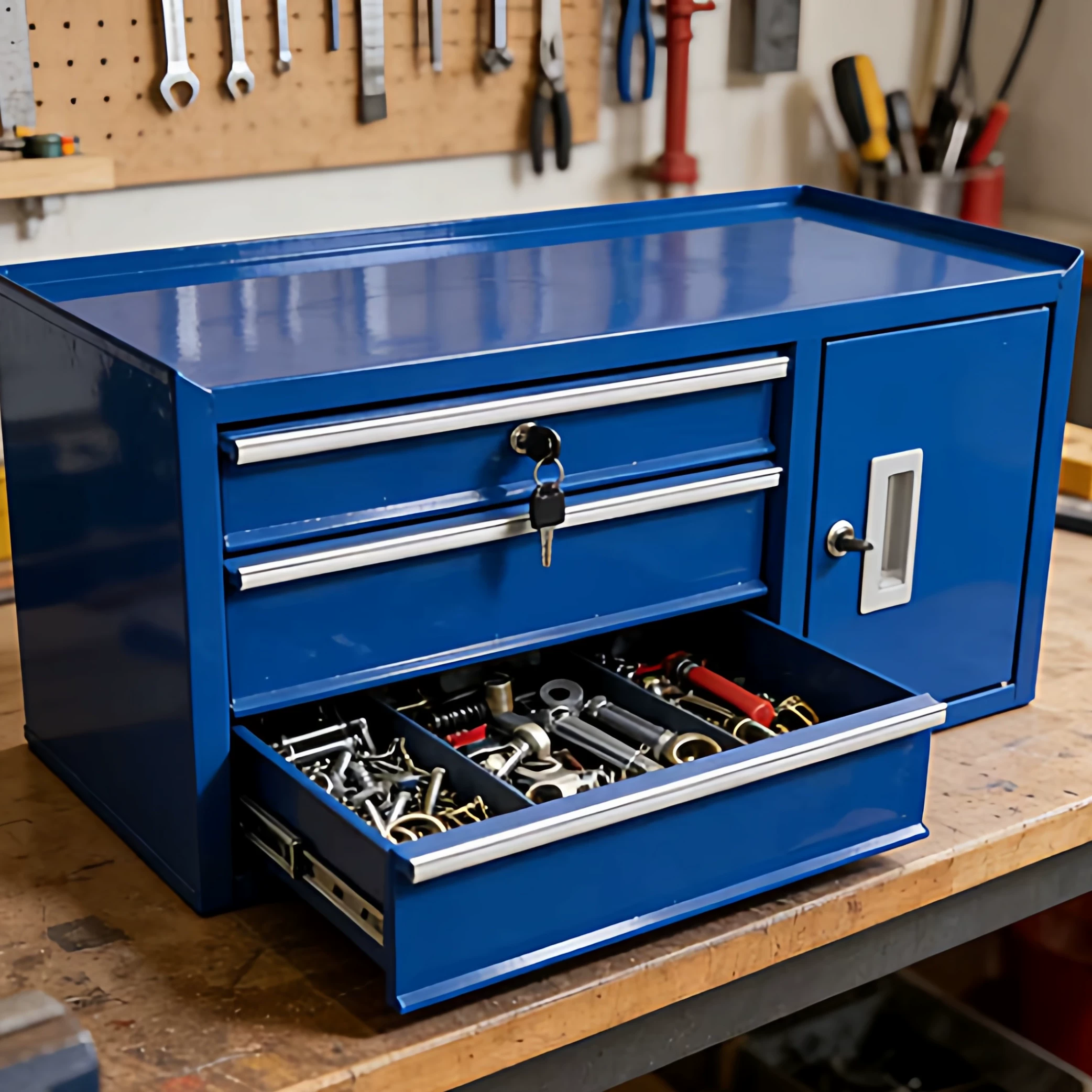 Workshop Use Tools - Mehrzweck-Eisen-Desktop-Werkzeugschrank Metall-Aufbewahrungsbox für Werkstatt, Büro und