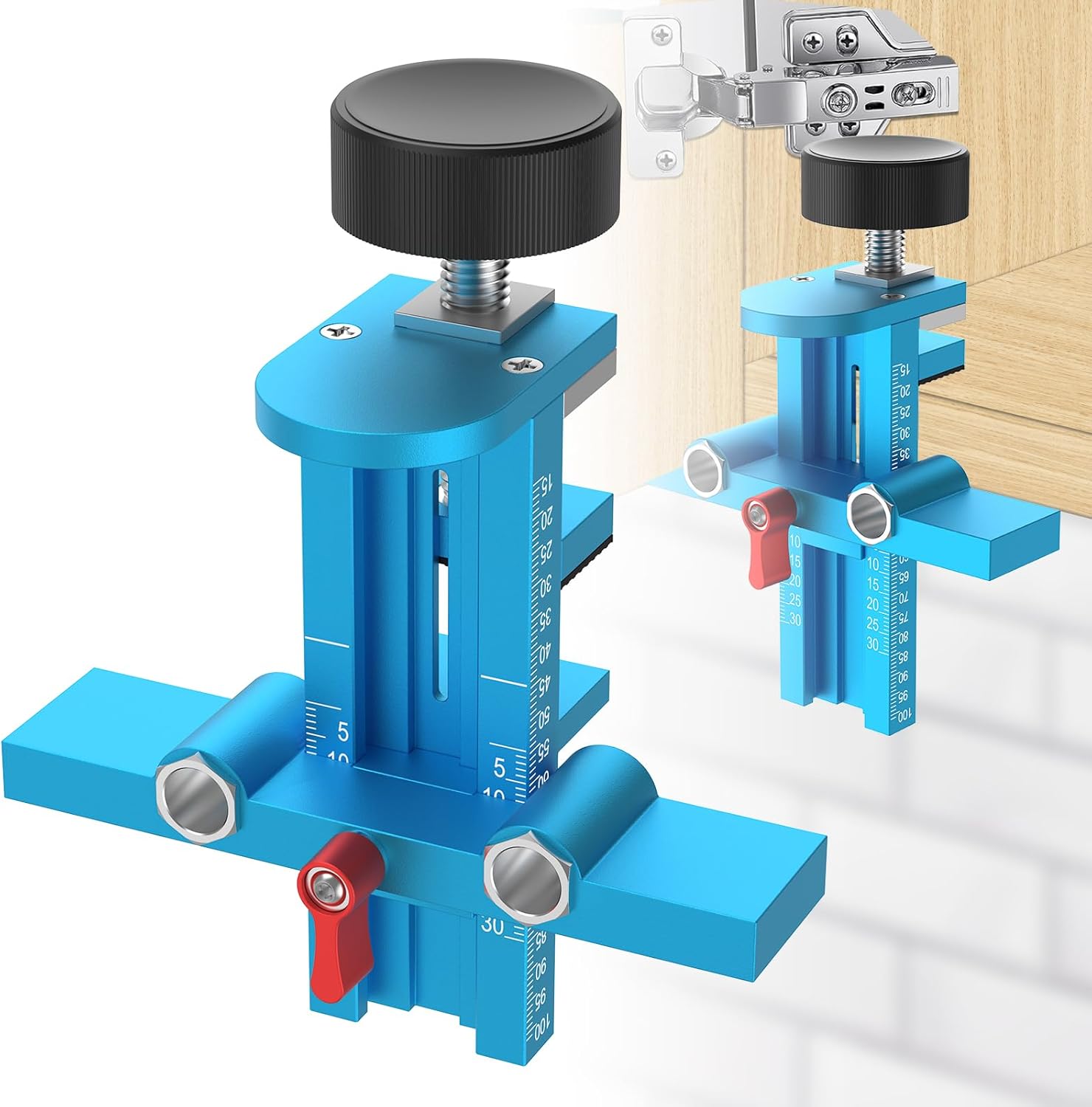 Dowel Jig Kit - 3-in-1-Schranktür-Montagevorrichtung mit Rückprallvorrichtung, Werkzeug zur Positionierung,