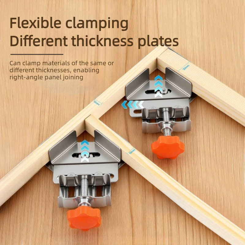 Angle Clamp 90 - Edelstahl-Winkelklemme (offen/geschlossen), Schnellklemmwerkzeug für Holzbearbeitung, 90-Grad-Winkel-Festrahmenklemme
